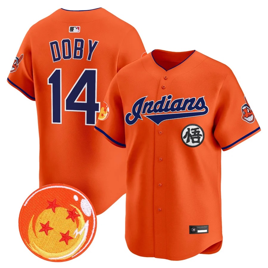 Men's Cleveland Indians x Dragon Ball Vapor Premier Limited Jersey #14 Larry Doby