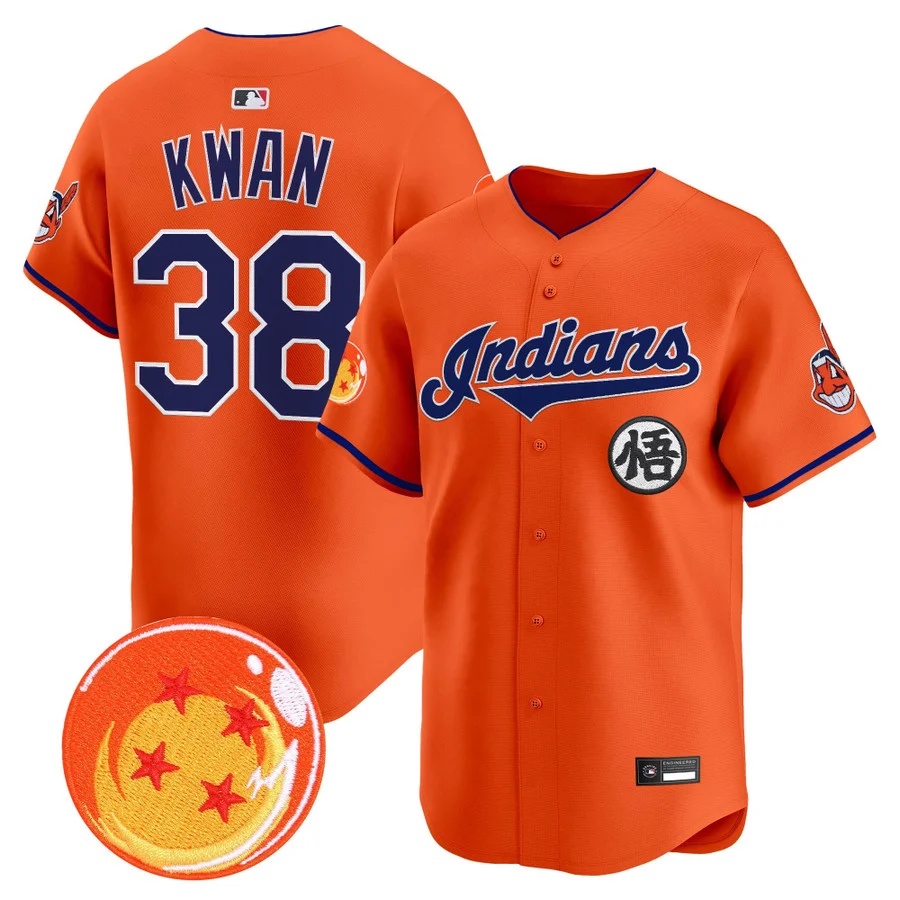 Men's Cleveland Indians x Dragon Ball Vapor Premier Limited Jersey #38 Steven Kwan
