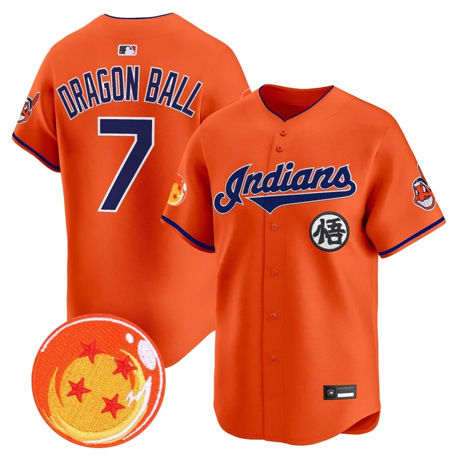 Men's Cleveland Indians x Dragon Ball Vapor Premier Limited Jersey #7 Dragon Ball