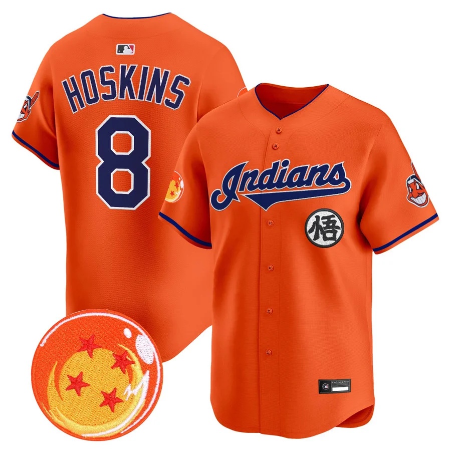 Men's Cleveland Indians x Dragon Ball Vapor Premier Limited Jersey #8 Rhys Hoskins