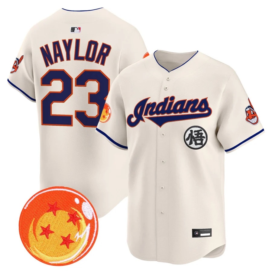 Men's Cleveland Indians x Dragon Ball Vapor Premier Limited Jersey cream #23 Bo Naylor