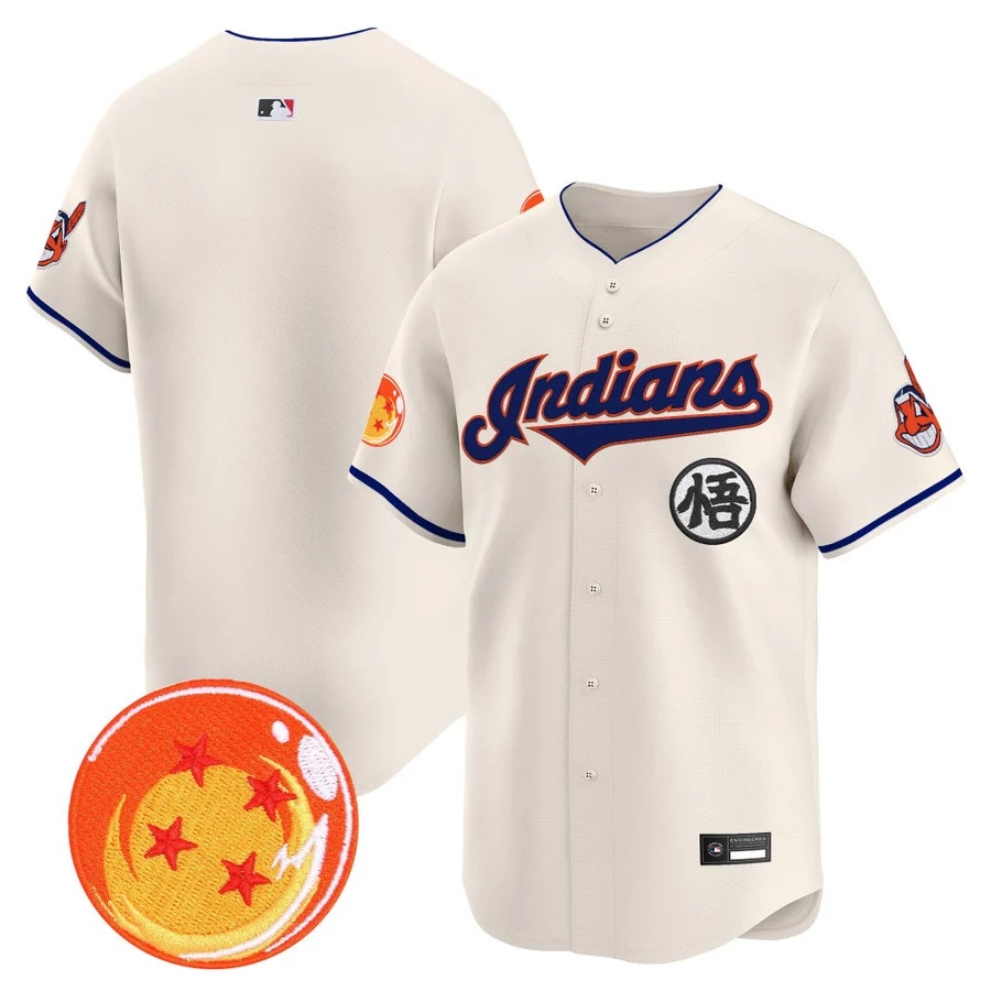 Men's Cleveland Indians x Dragon Ball Vapor Premier Limited Jersey cream blank