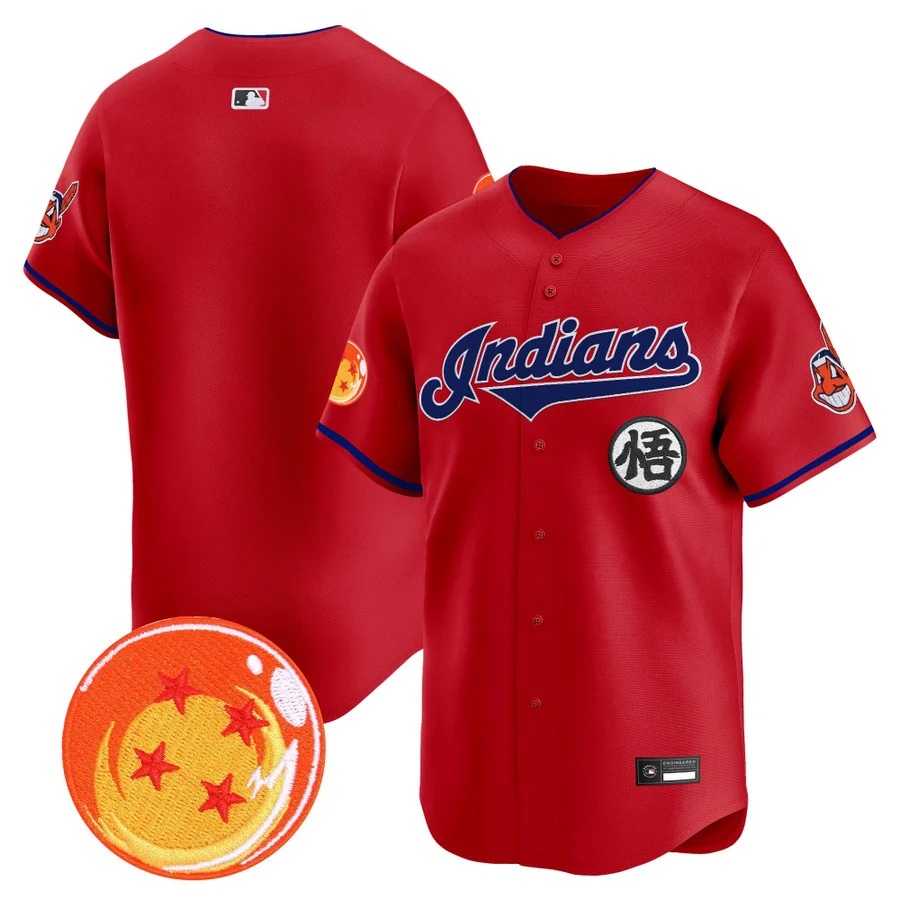 Men's Cleveland Indians x Dragon Ball Vapor Premier Limited Jersey red blank