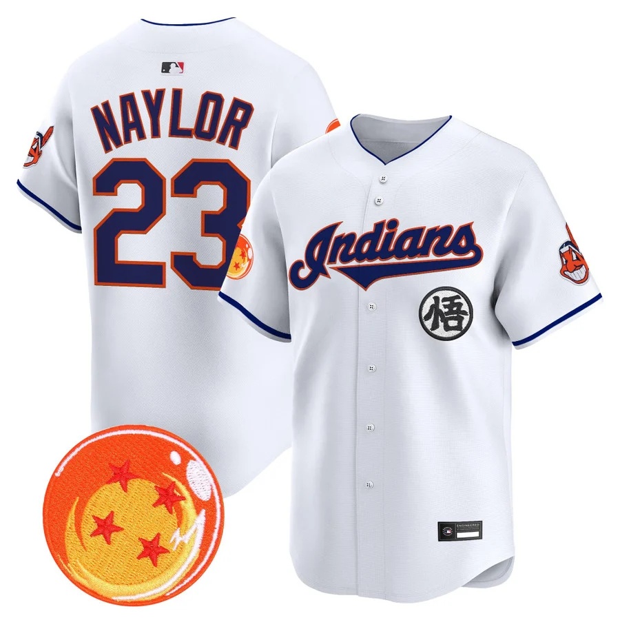 Men's Cleveland Indians x Dragon Ball Vapor Premier Limited Jersey white #23 Bo Naylor