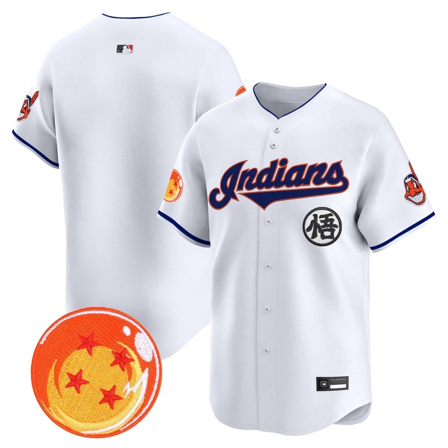 Men's Cleveland Indians x Dragon Ball Vapor Premier Limited Jersey white blank