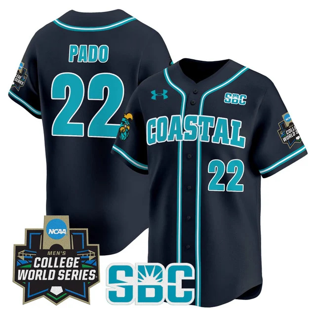 Men's Coastal Carolina Chanticleers 2025 World Series Vapor Premier Limited Jersey - All Stitched Navy  blagen pado