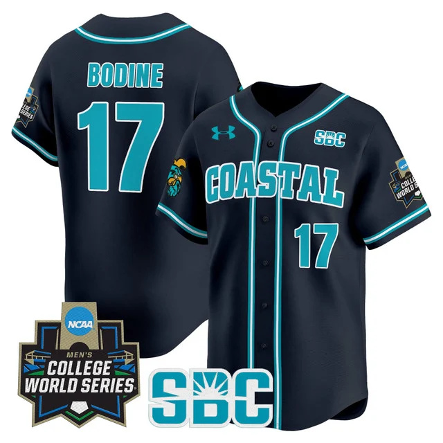 Men's Coastal Carolina Chanticleers 2025 World Series Vapor Premier Limited Jersey - All Stitched Navy  caden bodine