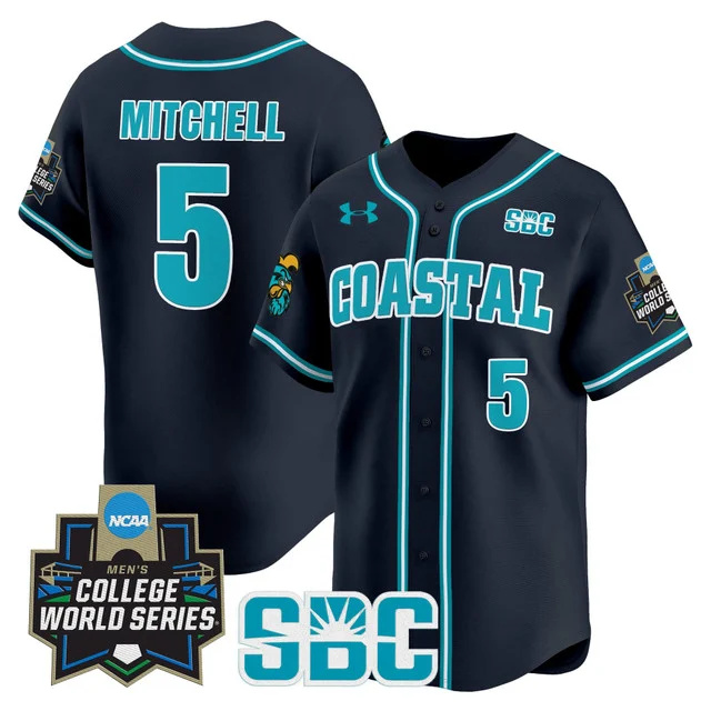 Men's Coastal Carolina Chanticleers 2025 World Series Vapor Premier Limited Jersey - All Stitched Navy walker mitchell