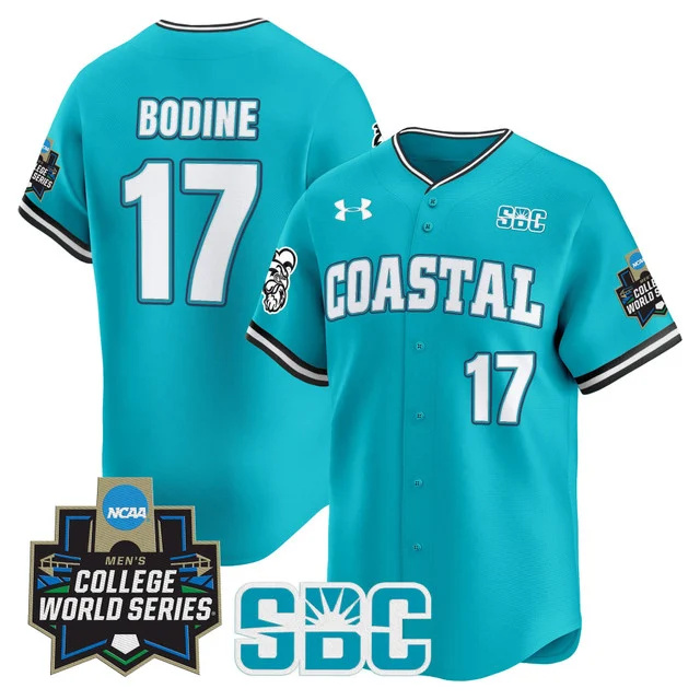 Men's Coastal Carolina Chanticleers 2025 World Series Vapor Premier Limited Jersey - All Stitched Teal caden bodine