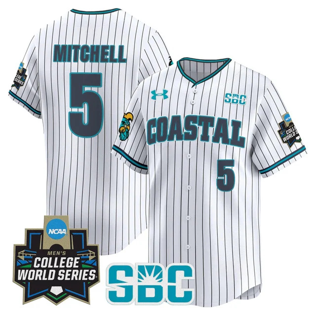 Men's Coastal Carolina Chanticleers 2025 World Series Vapor Premier Limited Jersey - All Stitched pinsripe walker mitchell