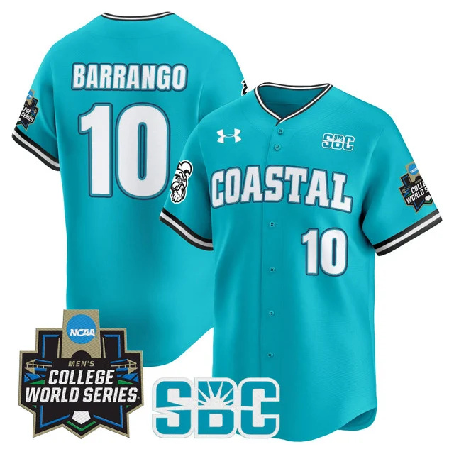 Men's Coastal Carolina Chanticleers 2025 World Series Vapor Premier Limited Jersey - All Stitched teal ty barrango