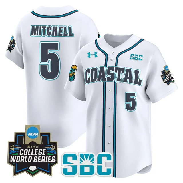 Men's Coastal Carolina Chanticleers 2025 World Series Vapor Premier Limited Jersey - All Stitched white walker mitchell