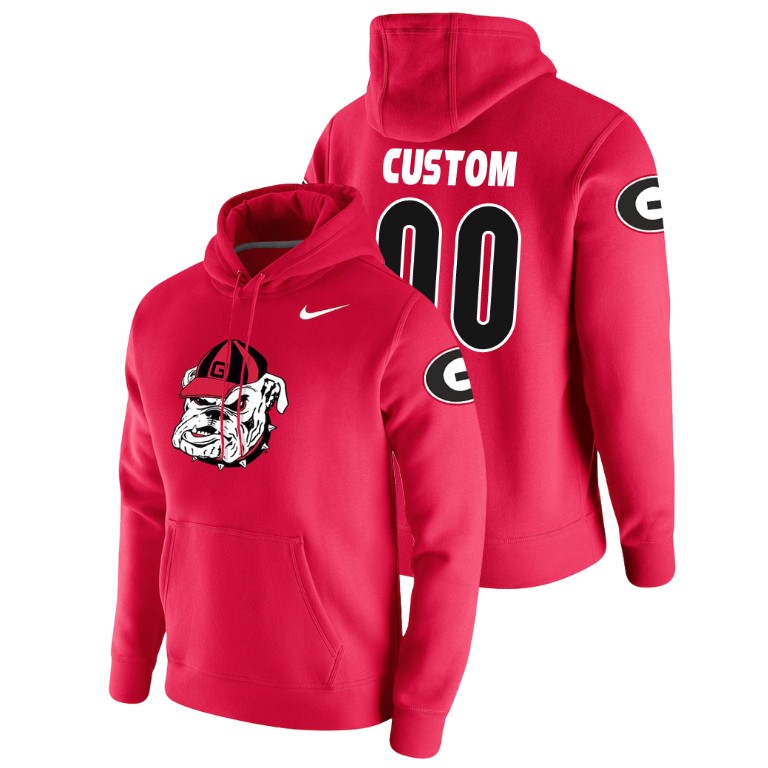 Men's College Football #00 Custom Georgia Bulldogs Pullover Red Vault Club Hoodie