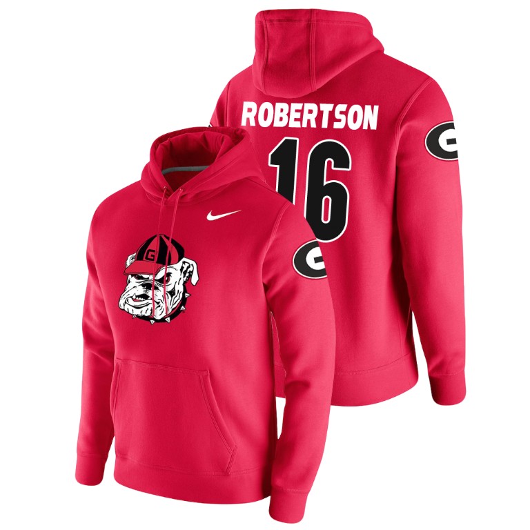 Men's College Football #16 Demetris Robertson Georgia Bulldogs Pullover Red Vault Club Hoodie