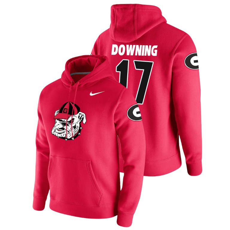 Men's College Football #17 Matthew Downing Georgia Bulldogs Pullover Red Vault Club Hoodie
