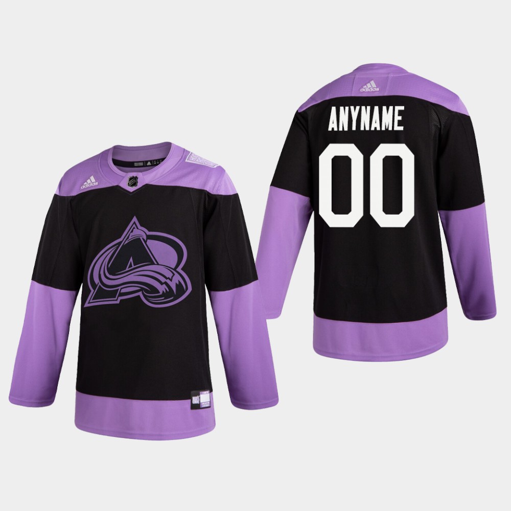 Men's Colorado Avalanche Custom adidas Hockey Fights Cancer Practice Black Jersey Stitched