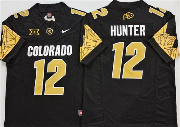 Men's Colorado Buffaloes #12 Travis Hunter Black With XII Patch 2025 F.U.S.E. Stitched Football Jersey