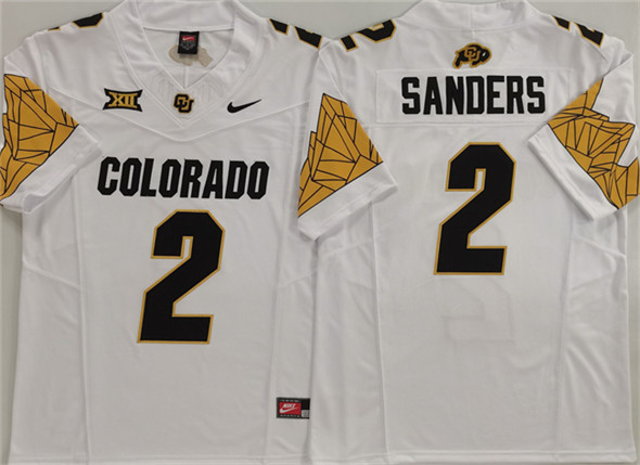 Men's Colorado Buffaloes #2 Shadeur Sanders White With XII Patch 2025 F.U.S.E. Stitched Football Jersey