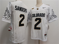Men's Colorado Buffaloes #2 Shedeur Sanders White Black 2024 Limited FUSE College Football Jersey