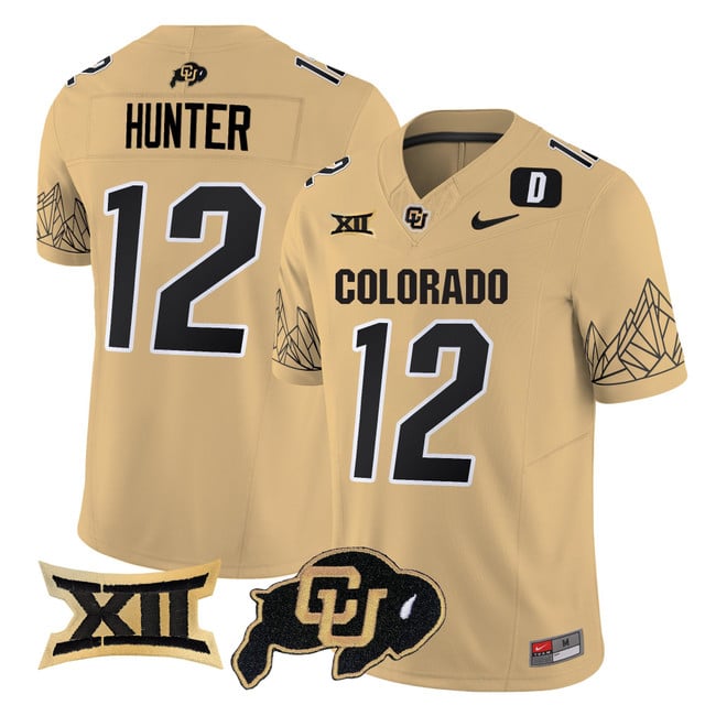 Men's Colorado Buffaloes 2025 Vapor Limited Jersey V2 gold #12 Travis Hunter