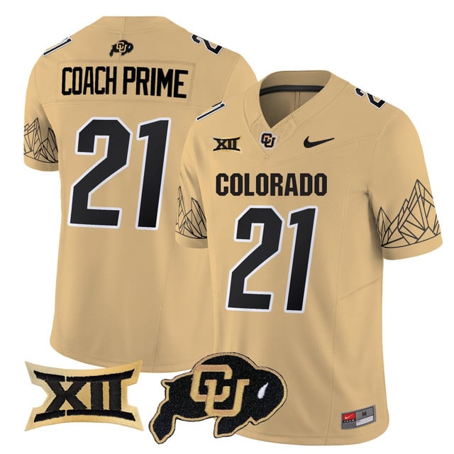 Men's Colorado Buffaloes 2025 Vapor Limited Jersey V2 gold #21 Coach Prime