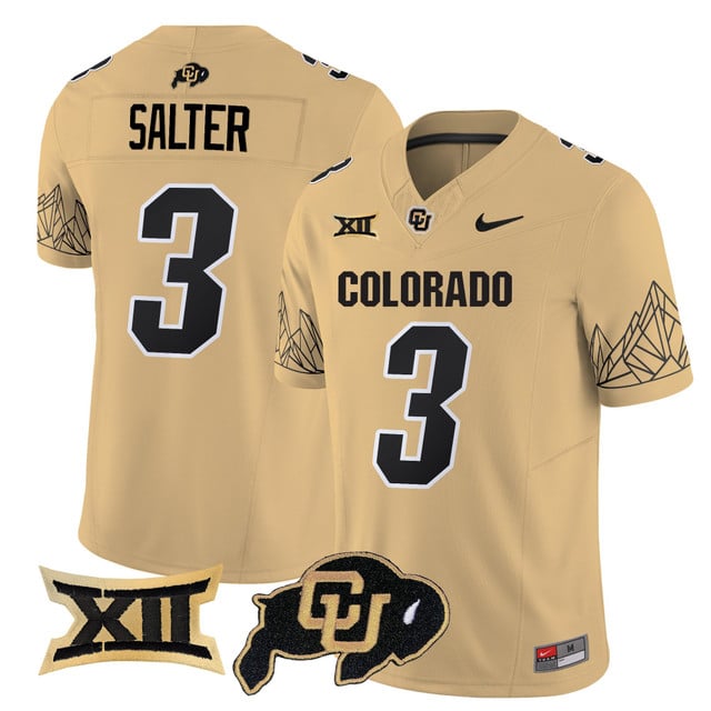 Men's Colorado Buffaloes 2025 Vapor Limited Jersey V2 gold #3 Kaidon Salter
