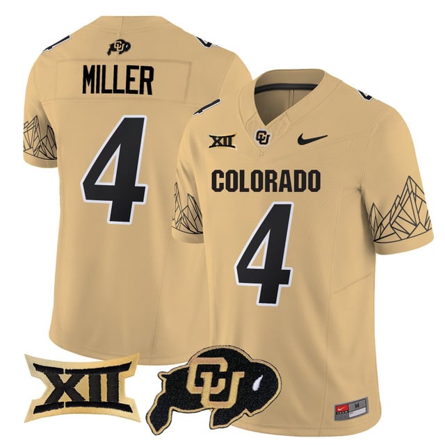Men's Colorado Buffaloes 2025 Vapor Limited Jersey V2 gold #4 Omarion Miller