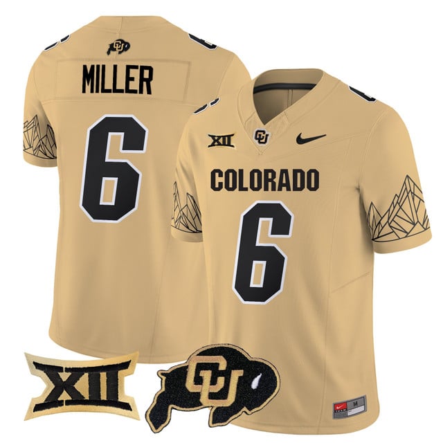 Men's Colorado Buffaloes 2025 Vapor Limited Jersey V2 gold #6 Drelon Miller