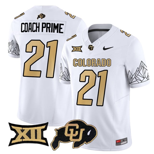 Men's Colorado Buffaloes 2025 Vapor Limited Jersey V2 white #21 Coach Prime