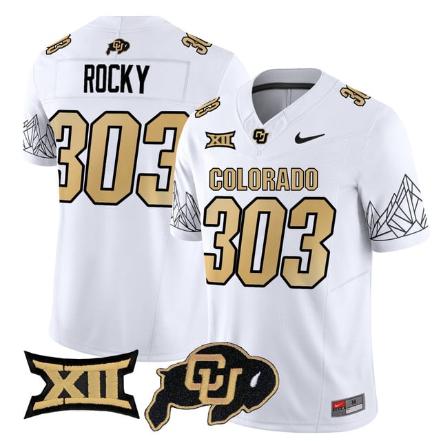 Men's Colorado Buffaloes 2025 Vapor Limited Jersey V2 white #303 Rocky