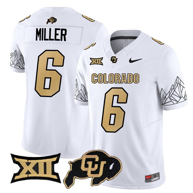 Men's Colorado Buffaloes 2025 Vapor Limited Jersey V2 white #6 Drelon Miller