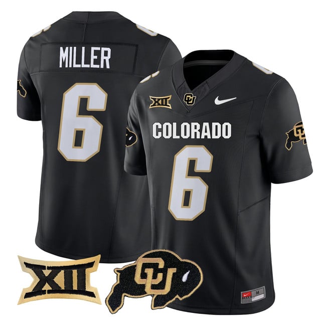 Men's Colorado Buffaloes 2025 Vapor Limited Jersey black #6 Drelon Miller