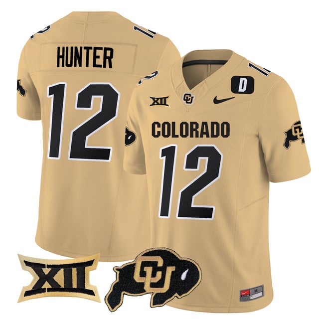 Men's Colorado Buffaloes 2025 Vapor Limited Jersey gold #12 Travis Hunter