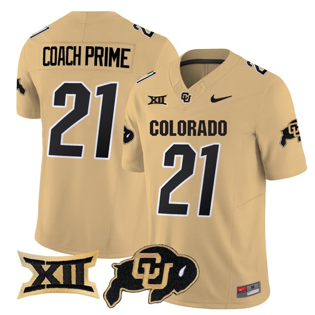 Men's Colorado Buffaloes 2025 Vapor Limited Jersey gold #21 Coach Prime
