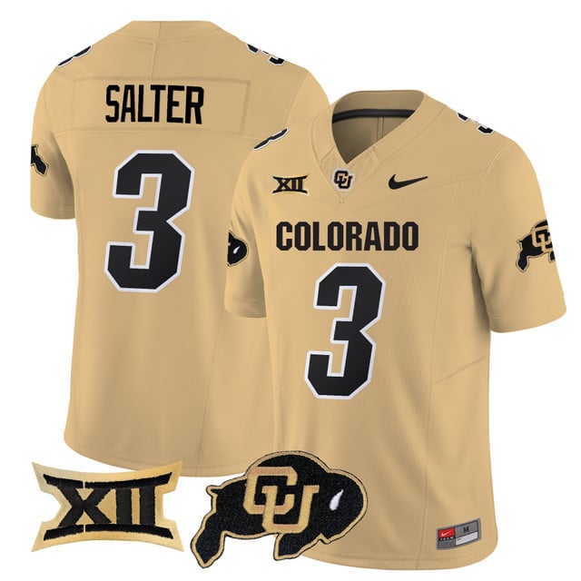Men's Colorado Buffaloes 2025 Vapor Limited Jersey gold #3 Kaidon Salter