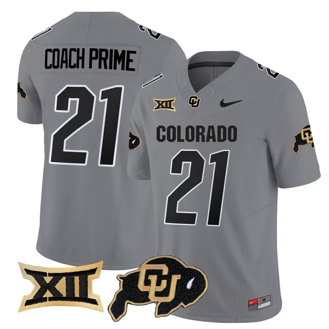 Men's Colorado Buffaloes 2025 Vapor Limited Jersey gray #21 Coach Prime