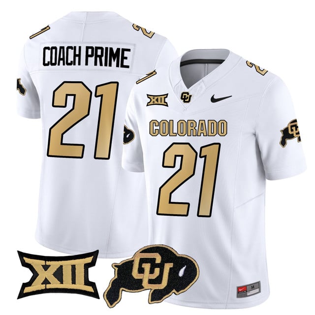 Men's Colorado Buffaloes 2025 Vapor Limited Jersey white #21 Coach Prime
