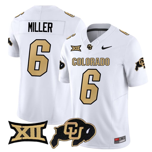 Men's Colorado Buffaloes 2025 Vapor Limited Jersey white #6 Drelon Miller