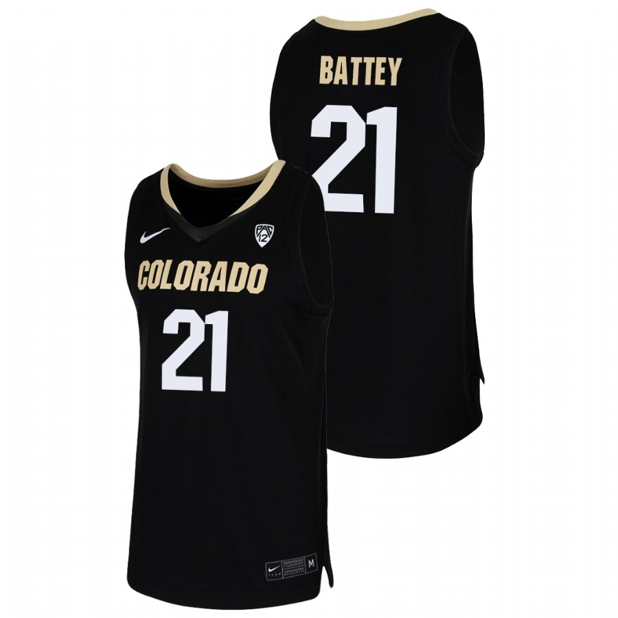Men's Colorado Buffaloes Evan Battey College Basketball 2021 Team Replica Jersey Black