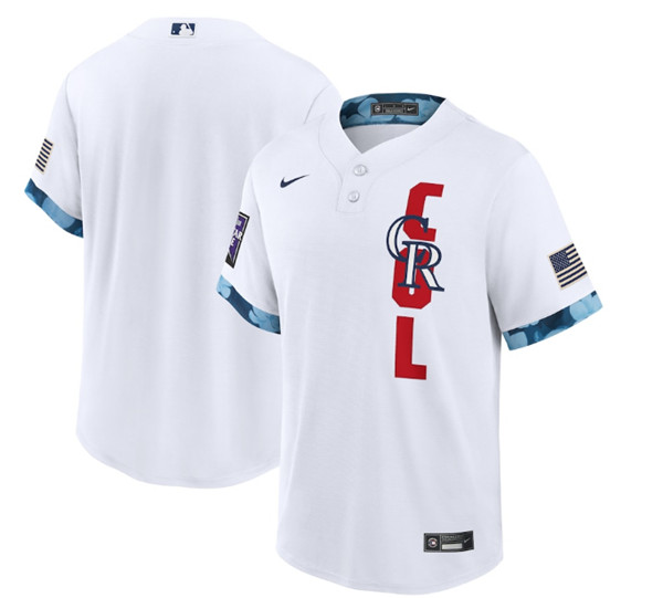 Men's Colorado Rockies Blank 2021 White All-Star Cool Base Stitched MLB Jersey