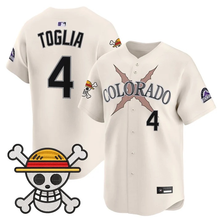 Men's Colorado Rockies x One Piece Vapor Premier Limited Jersey CREAM #4 MICHAEL TOGLIA