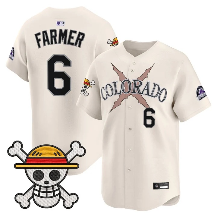 Men's Colorado Rockies x One Piece Vapor Premier Limited Jersey CREAM #6 KYLE FARMER