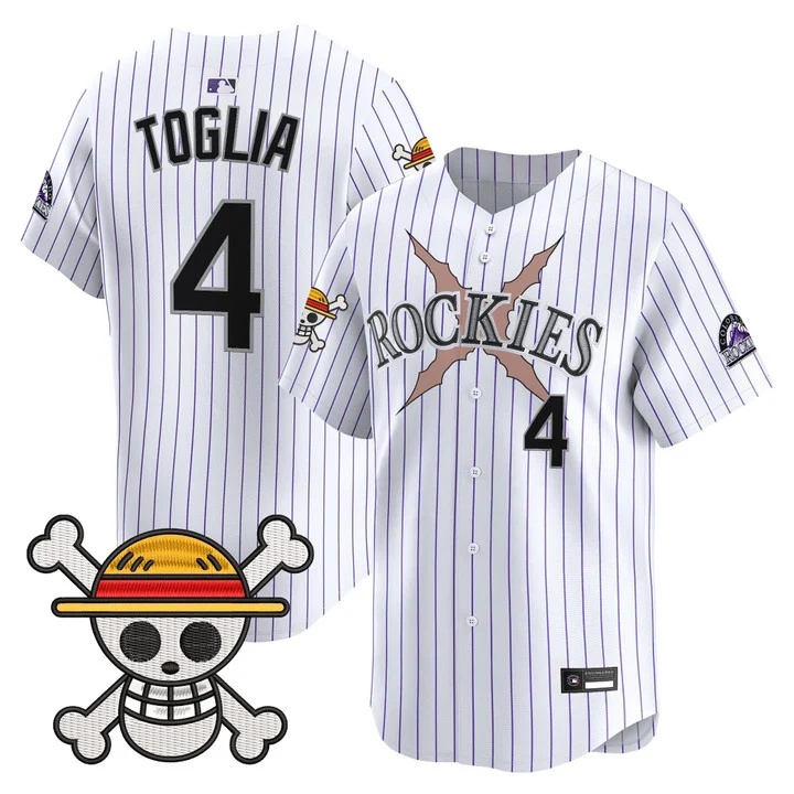 Men's Colorado Rockies x One Piece Vapor Premier Limited Jersey PINSTRIPE #4 MICHAEL TOGLIA