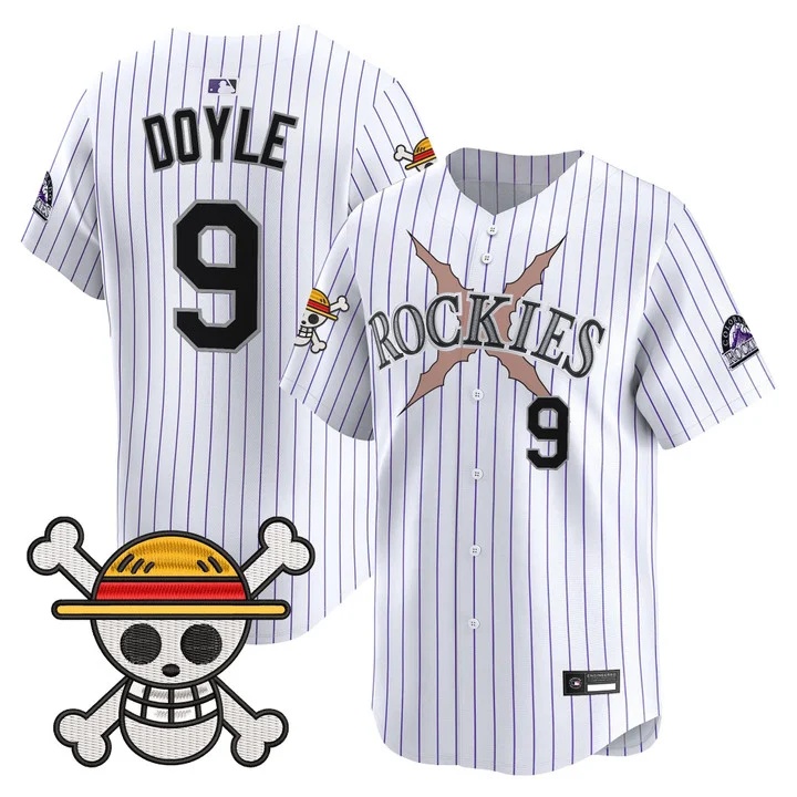 Men's Colorado Rockies x One Piece Vapor Premier Limited Jersey PINSTRIPE #9 BRENTON DOYLE