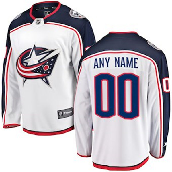 Men's Columbus Blue Jackets Custom Adidas White Away Team Jersey Stitched