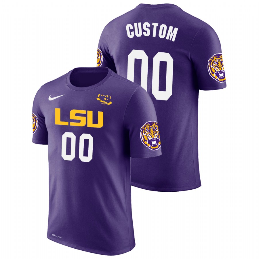 Men's Cotton #00 Custom LSU Tigers Football Purple Future Stars T-Shirt