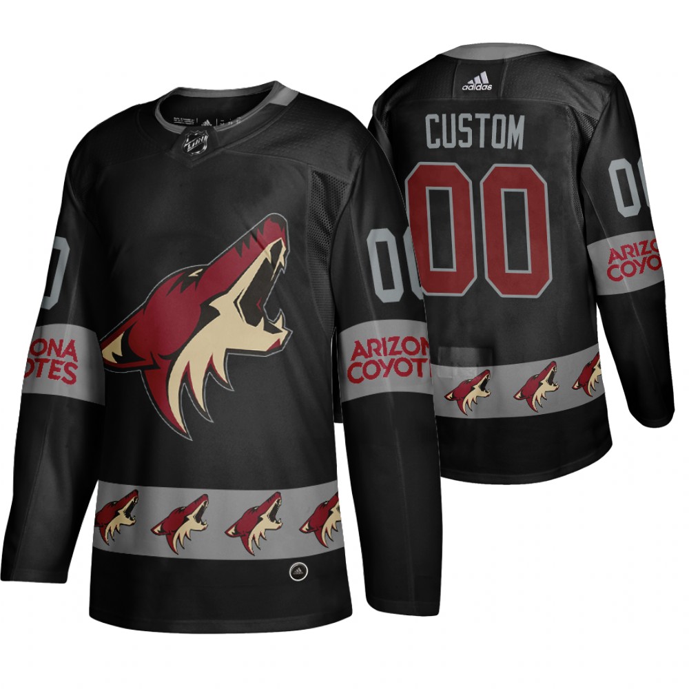 Men's Coyotes #00 Custom Logo sleeve Breakaway Jersey Black
