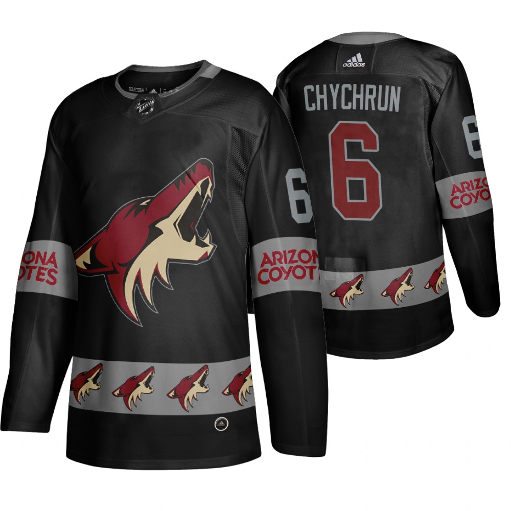 Men's Coyotes #6 Jakob Chychrun Logo sleeve Breakaway Jersey Black