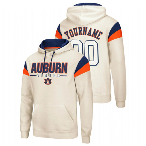 Men's Cream Auburn Tigers Custom Fortress Pullover Hoodie
