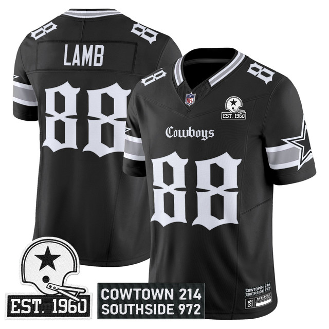Men's Dallas Cowboys 'Gothic Lone Star Edition' Vapor Limited Jersey - All Stitched Black CeeDee Lamb
